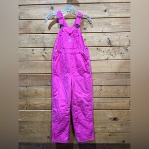Carhartt Girls Insulated Duck Bib Overalls Bibs Hot Pink Youth 10 Quilt Lined